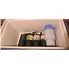 Image 3 : MEDIUM COLEMAN COOLER C/W WITH PROPANE BOTTLES AND CAMPING SUPPLIES