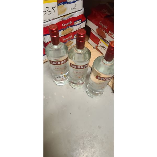 3 BOTTLES  1.14 L OF SMIRNOFF VODKA