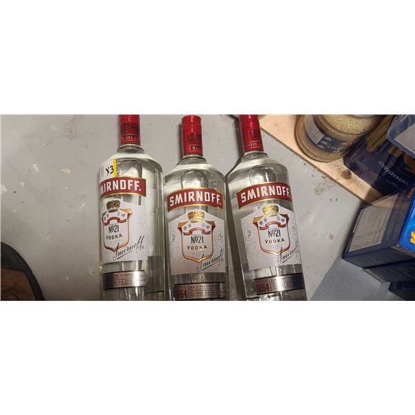 3 BOTTLES  1.14 L OF SMIRNOFF NO 21 VODKA