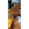 Image 5 : OAK TABLE C/W LEAF, 2 CAPTAINS AND 4 NO ARM OAK CHAIRS TABLE TOP IS FADED AND NEED REOILED