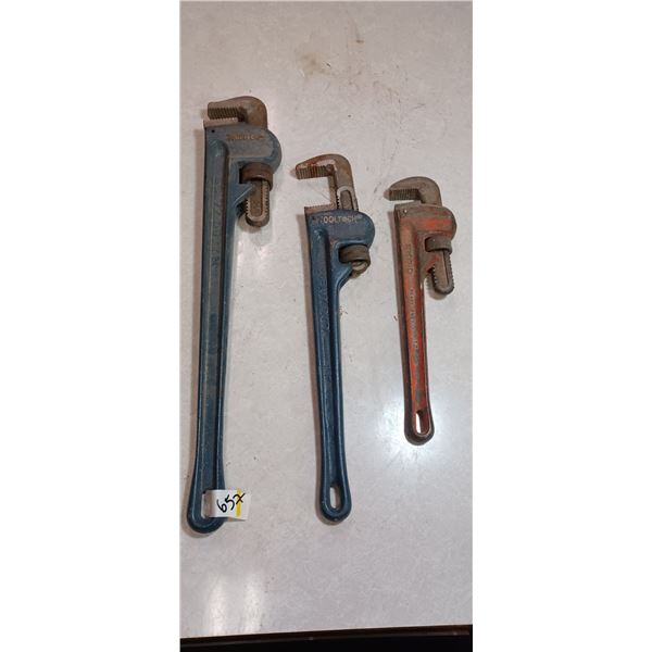 THREE PIPE WRENCHES
