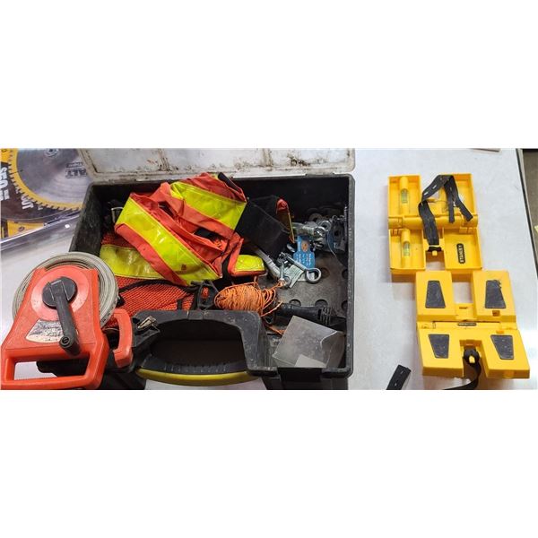 LINE LEVELS, LONG TAPE MEASSURES AND OTHER IN CASE