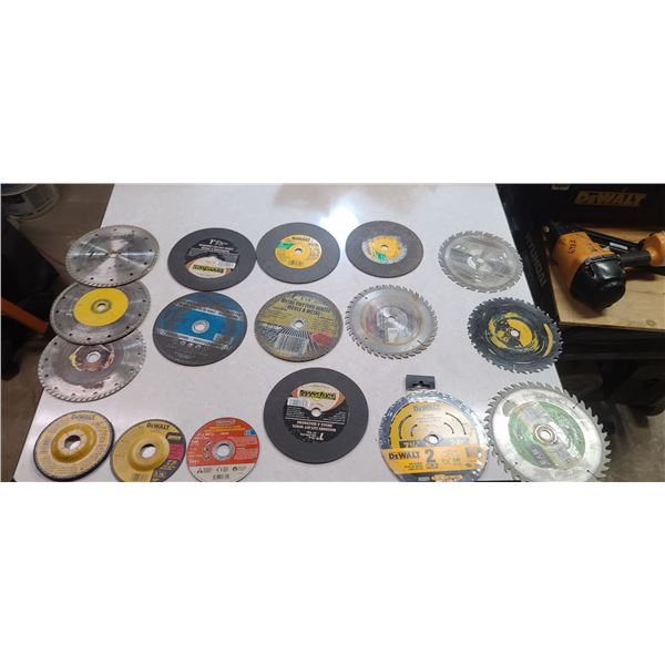 ASSORTED GRINDER WHEELS AND SAW BLADES