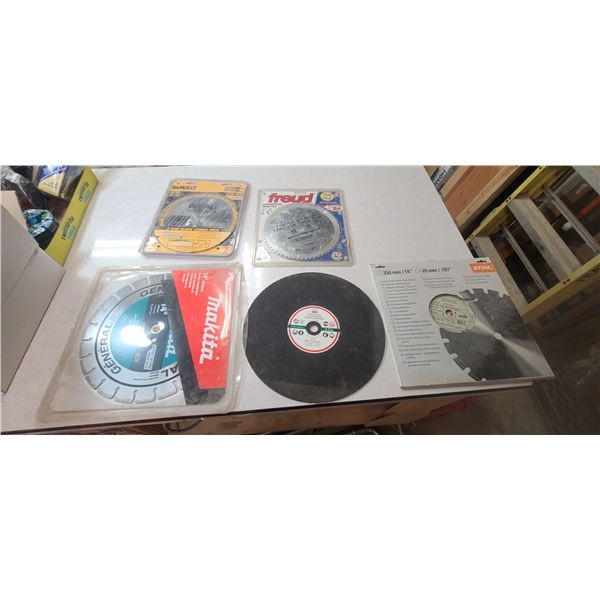 NEW 10 AND 14" SAW BLADES - FIVE IN TOTAL