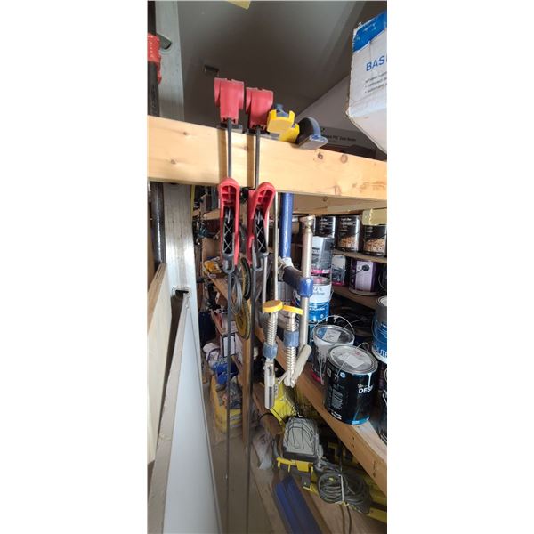 SEVEN MIXED CLAMPS: C-CLAMPS, PONY CLAMPS