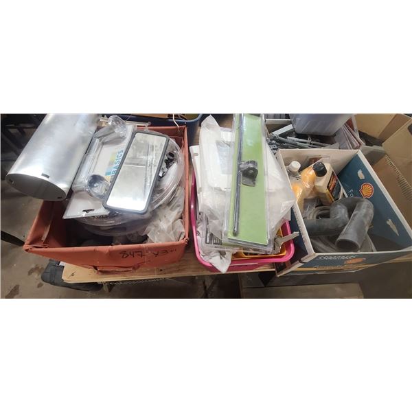 FOUR BOXES OF MISC, PAILS AND TOTES