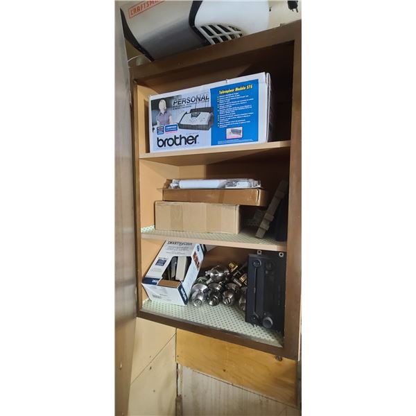 CONTENT OF THREE SHELVE CABINET - DOOR KNOB SETS ETC