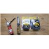 Image 1 : TWO NEW STANLEY 25' TAPE MEASURES, FOLDING STANLEY KNIFE AND BENCHMARK CHISELS