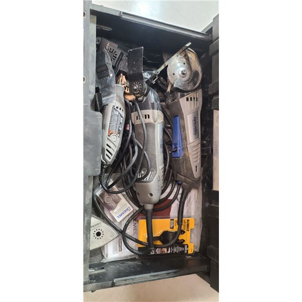 DEWALT CASE WITH THREE DREMAL TOOLS AND BITS