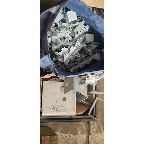TOTE OF CONCRETE POST FASTNERS, & JOIST HANGERS