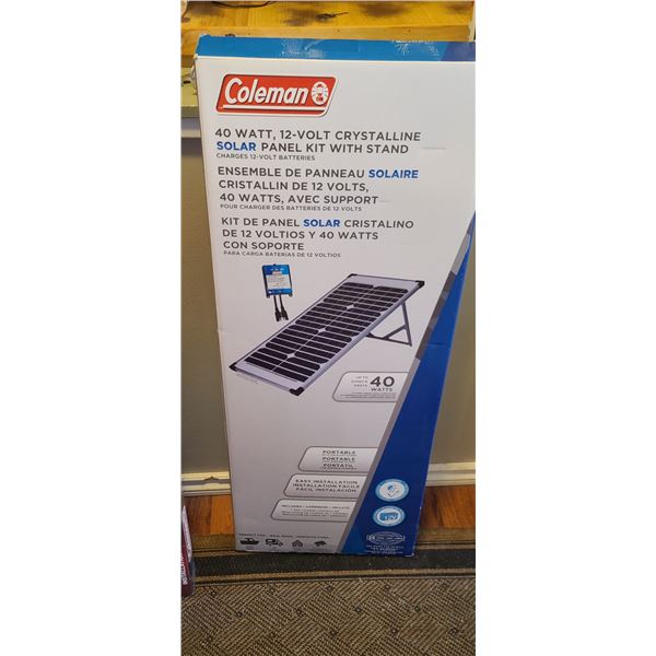 NEW COLEMAN 40 WATT 12VOLT SOLAR POWER KIT WITH STAND