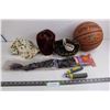 Image 1 : Spalding Basketball, Child's Baseball Glove, Sassy Jumbo Hair Braid - Sealed, Crayons, Misc.