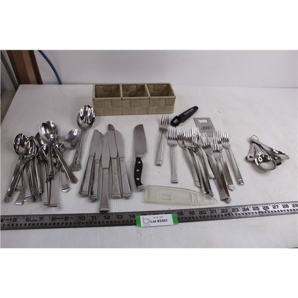 Assorted Stainless Steel Cutlery (Paderno, Lagostino), Measure Spoons, Bottle Openers, Small Multi-B