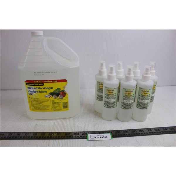 (7) Spray Bottles of Sunshine Hand Sanitizer - 237ml, 4L Bottle of Pure White Vinegar - Close to Ful