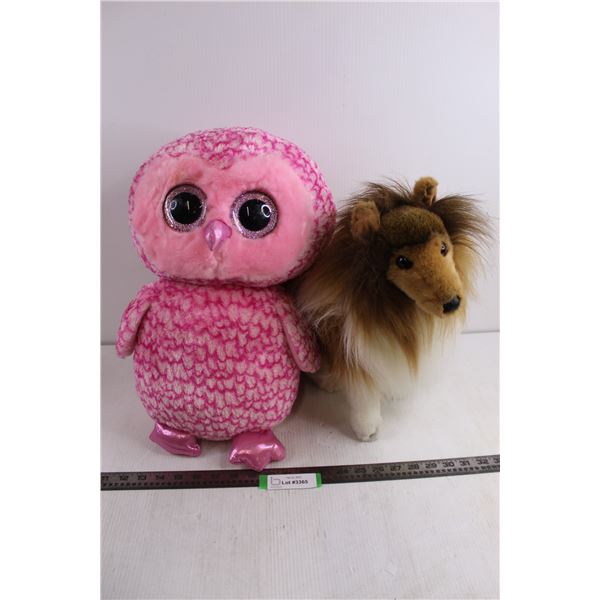(2) Stuffed Toys (Pink Owl, Collie Dog)