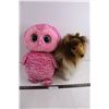 Image 1 : (2) Stuffed Toys (Pink Owl, Collie Dog)