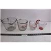 Image 1 : (4) Measuring Cups - Largest 8 Cups (2 L) Smallest 2 Cups (500ml) - 3 are Anchor Hocking and 1 Betty