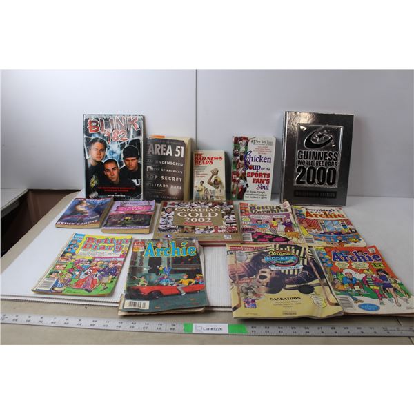 Book Lot- Blink 182 Biography, Guiness World Records 2000, Vintage Archie Comics, Misc.