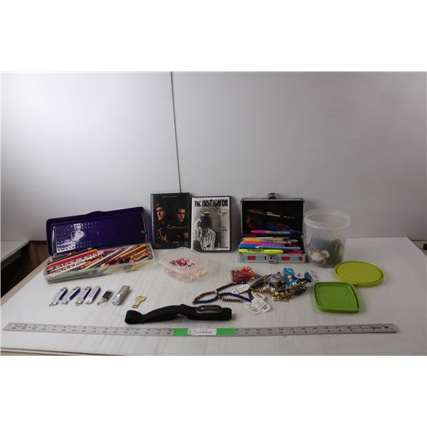 Pencil Cases, USB Sticks, (2) DVDs- The Influence & The Instigator, Misc.