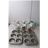 Image 3 : (3) Muffin Tins, Cookie Jar, (8) Coffee Cups, MIsc.