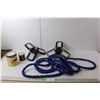 Image 1 : (2) Deformable Garage Lights, Wood & Glass Stains, Extendable Garden Hose