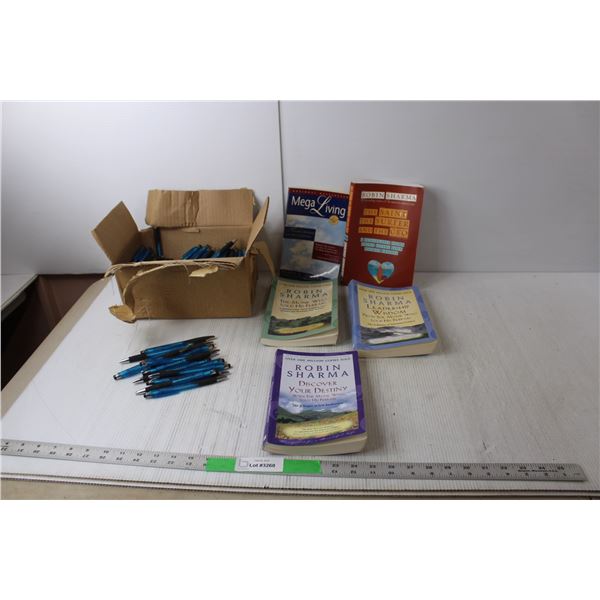 Box of Pens, (5) Robin Sharma Books