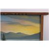 Image 3 : Mountain Scene Painting in Wood Frame - 17" x 36"  - Needs Reinforcement on Back of Pai