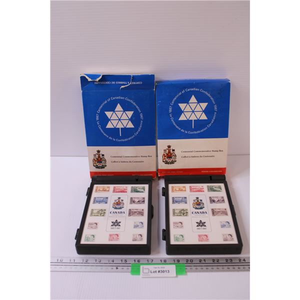 (2) Canadian Centennial Commemorative Stamp Boxes - 1967 - w/ Boxes