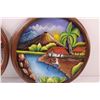 Image 3 : (2) Vintage Carved 3D Village Painting in Wood Frame - 14.5" Diameter