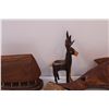 Image 3 : (4) Custom Wood Carvings: Village Hut, Deer, Woodsman, Haiti Storage Fish Dish
