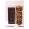 Image 1 : Wood Carved Totem - 13" & Windmill Wall Art Plaque - 12"
