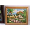 Image 3 : Asian Mountain Scene Painting in Frame - 13.5" x 16" & South America Themed Painting - 14.5" x 11.5"