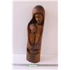 Image 1 : Wood Carved Mother & Child Statue - 21" x 6"