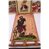Image 2 : Rio Grande Do Sul Leather Painting & Carving Banner - 12" x 22", (2) Italian Scene Pictures - 8" x 1