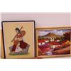 Image 4 : Rio Grande Do Sul Leather Painting & Carving Banner - 12" x 22", (2) Italian Scene Pictures - 8" x 1