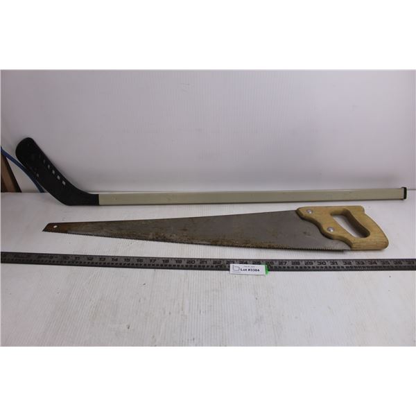 Wood Saw 26" Blade, Child's Right Shot Plastic Hockey Stick 29.5" Shaft