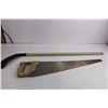 Image 2 : Wood Saw 26" Blade, Child's Right Shot Plastic Hockey Stick 29.5" Shaft