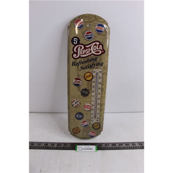 Pepsi-Cola Metal Sign Thermometer 17" x 5.5"