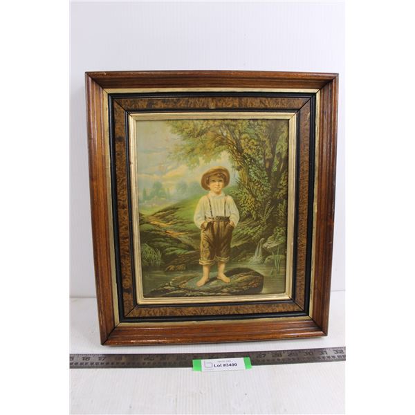 Vintage Wood Framed Wall Art 17" x 15"