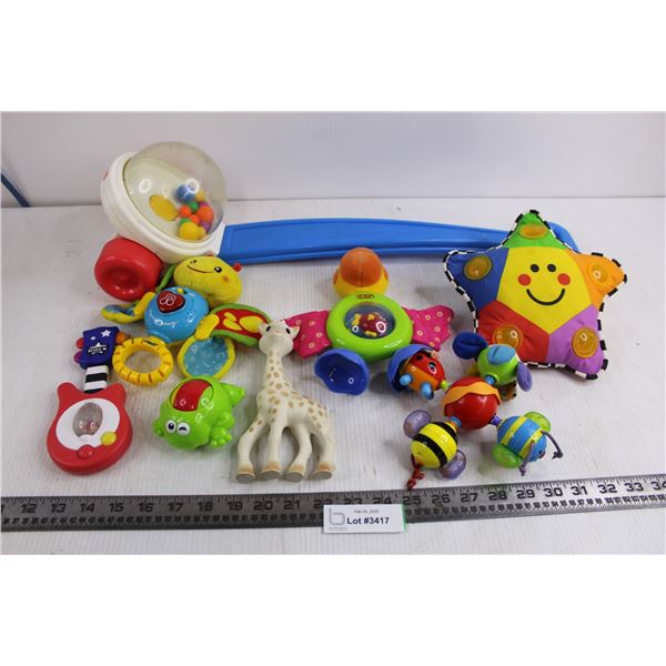 Young Child's Toys Lot (Push Corn Popper - Tested, Activity Centers, Squeak Toy)