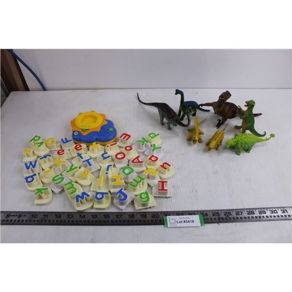 Child's Leap Frog Letter Teacher - Tested, Set of 7 Rubber Toy Dinosaurs