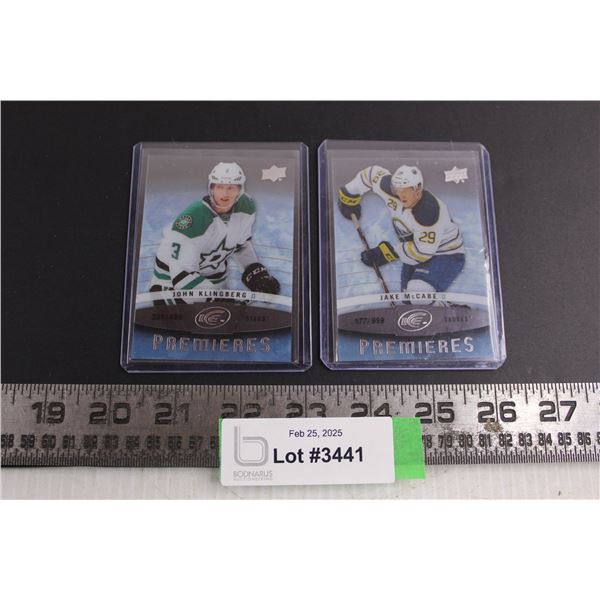 (2) Upper Deck Ice Premiers Rookies - John Klingberg & Jake McCabe