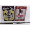 Image 1 : (2) Vintage Looking Metal Signs (Mack Trucks & Chevrolet) 8" x 12"