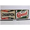 Image 1 : (2) Vintage Looking Metal Signs (Champion & Castrol) 8" x 12"