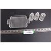 Image 1 : Glass Tray with Set of 3 Glass Shakers (Salt & Pepper & Toothpick)