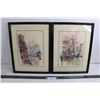 Image 1 : Pair of Plastic Framed "Italian Themed" Wall Art - 17" x 13"