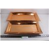 Image 1 : Set of 2 Solid Copper Serving Platters (21.5" x 12" & 17.75" x 9")