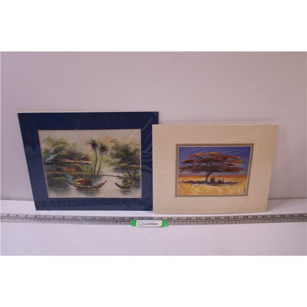 (2) Indigenous Village Prints - 14" x 11"