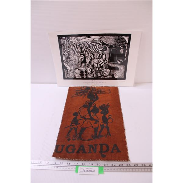 African Art Print - 12" x 17" & Uganda Suede Wall Art - 11" x 16"