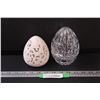 Image 1 : Bohemia Czech Republic Crystal Egg - 5.5" Tall & Egg Shaped Porcelain Lace & Tulip Style Carved